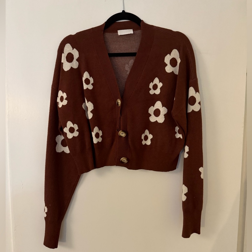 Isalis Brown Flower Cardigan